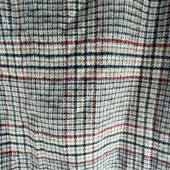 Talbots Tan Black Red Orange Plaid Straight Pencil Skirt Wool Blend Sz 4 Career - Picture 2 of 8